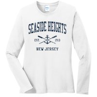 Seaside Heights Nj Vintage Crossed Oars & Boat Anchor Ladies Long Sleeve Shirt