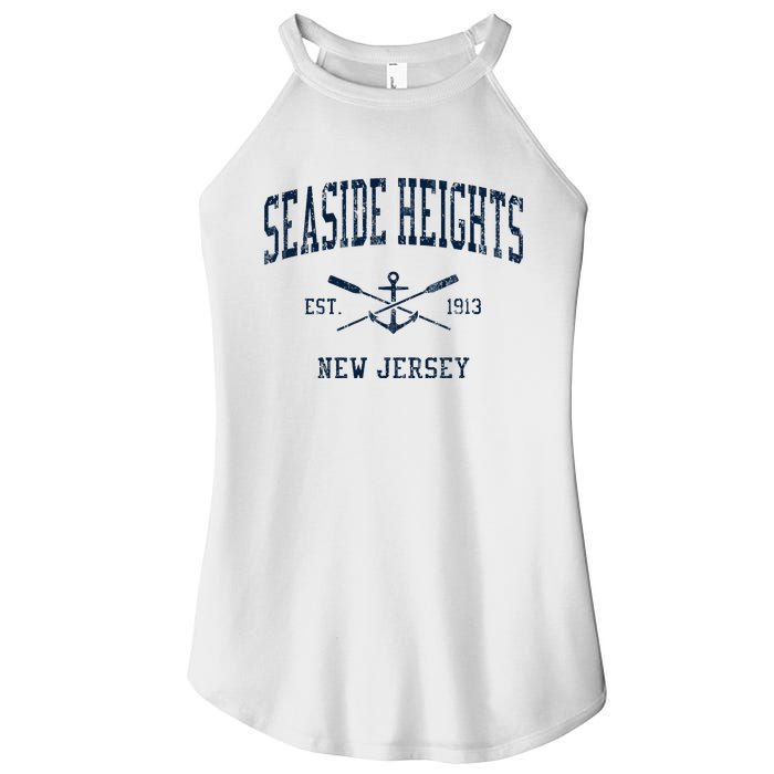 Seaside Heights Nj Vintage Crossed Oars & Boat Anchor Women's Perfect Tri Rocker Tank