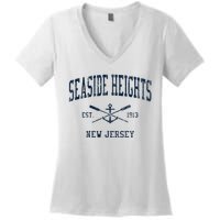 Seaside Heights Nj Vintage Crossed Oars & Boat Anchor Women's V-Neck T-Shirt