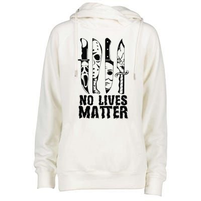 Scary Halloween No Lives Matter Horror Movie Characters Womens Funnel Neck Pullover Hood