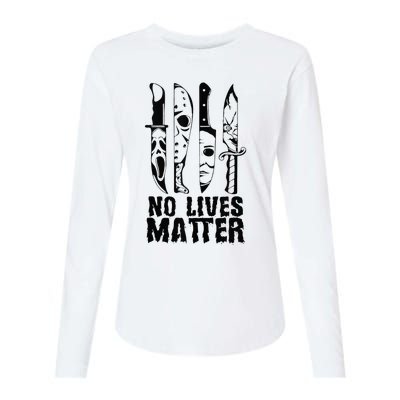 Scary Halloween No Lives Matter Horror Movie Characters Womens Cotton Relaxed Long Sleeve T-Shirt