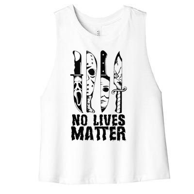 Scary Halloween No Lives Matter Horror Movie Characters Women's Racerback Cropped Tank