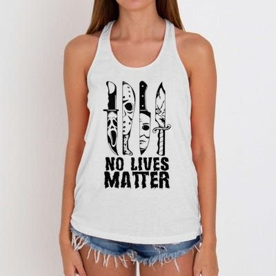 Scary Halloween No Lives Matter Horror Movie Characters Women's Knotted Racerback Tank