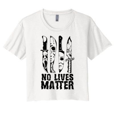 Scary Halloween No Lives Matter Horror Movie Characters Women's Crop Top Tee