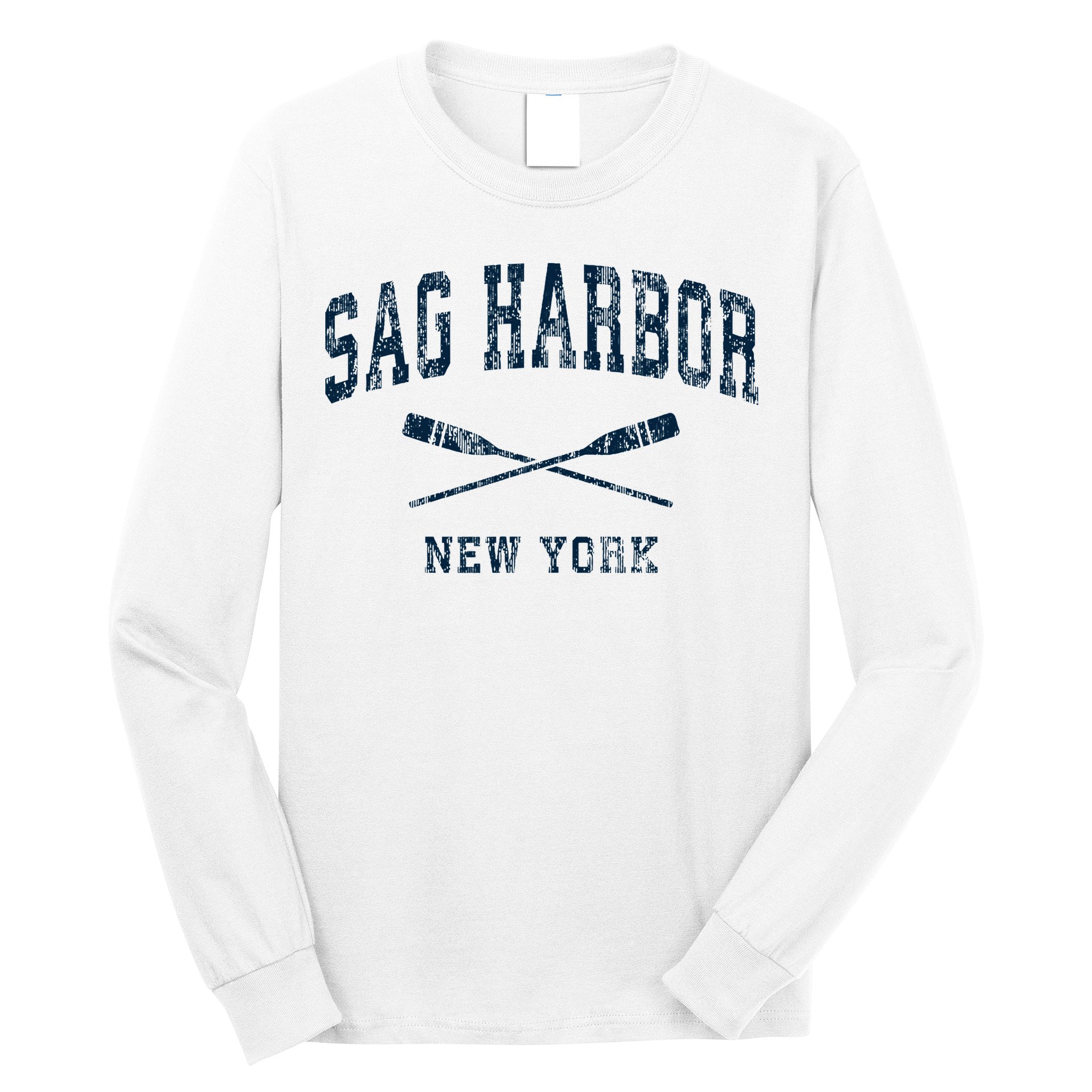 Sag Harbor New York Vintage Nautical Paddles Sports Oars Long Sleeve Shirt