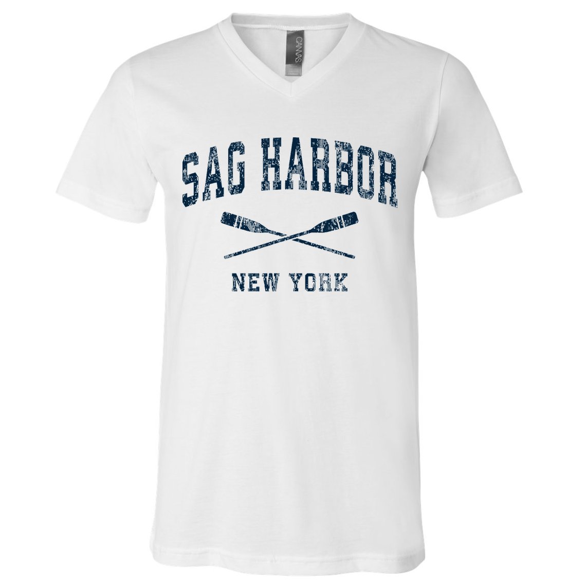 Sag Harbor New York Vintage Nautical Paddles Sports Oars V-Neck T-Shirt