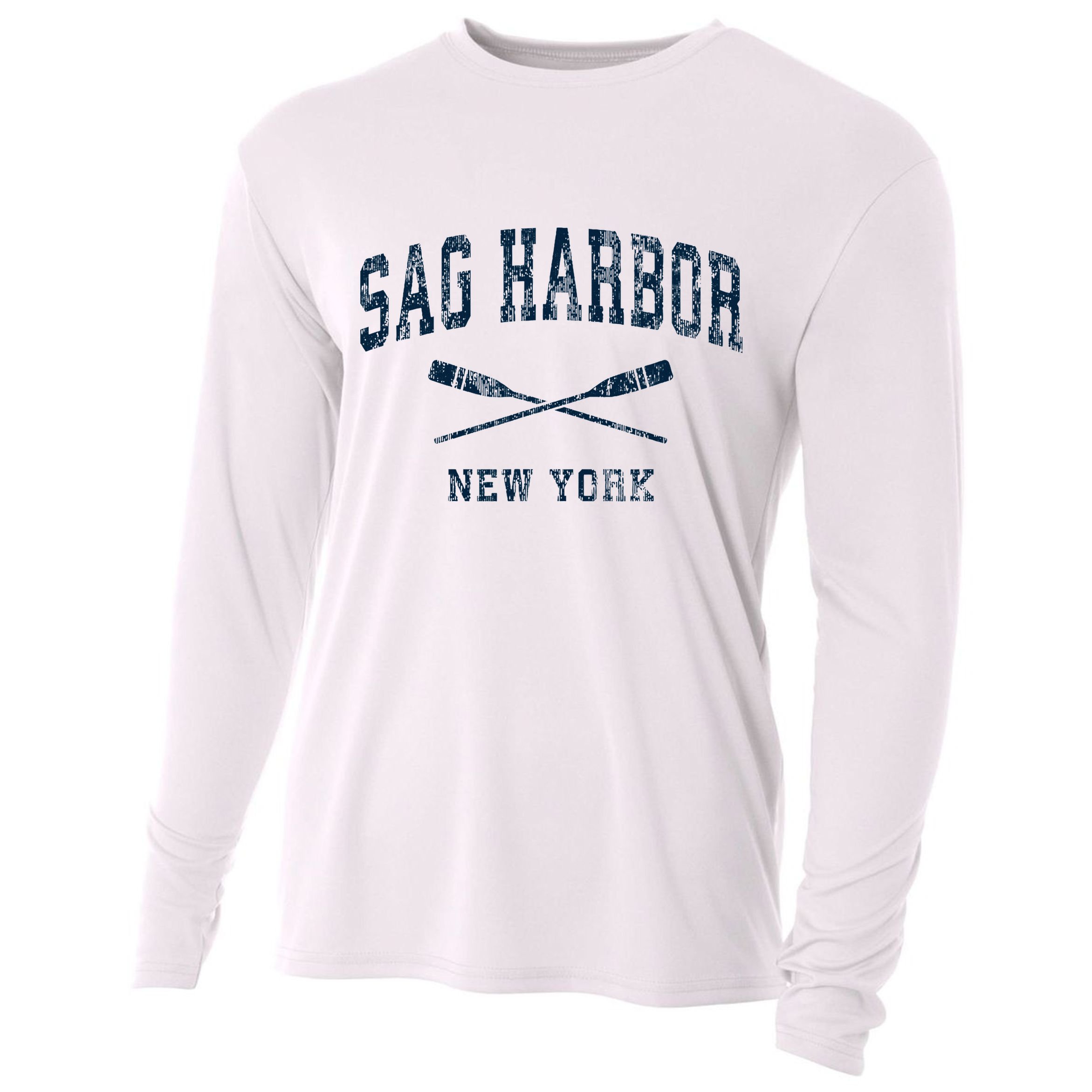 Sag Harbor New York Vintage Nautical Paddles Sports Oars Cooling Performance Long Sleeve Crew