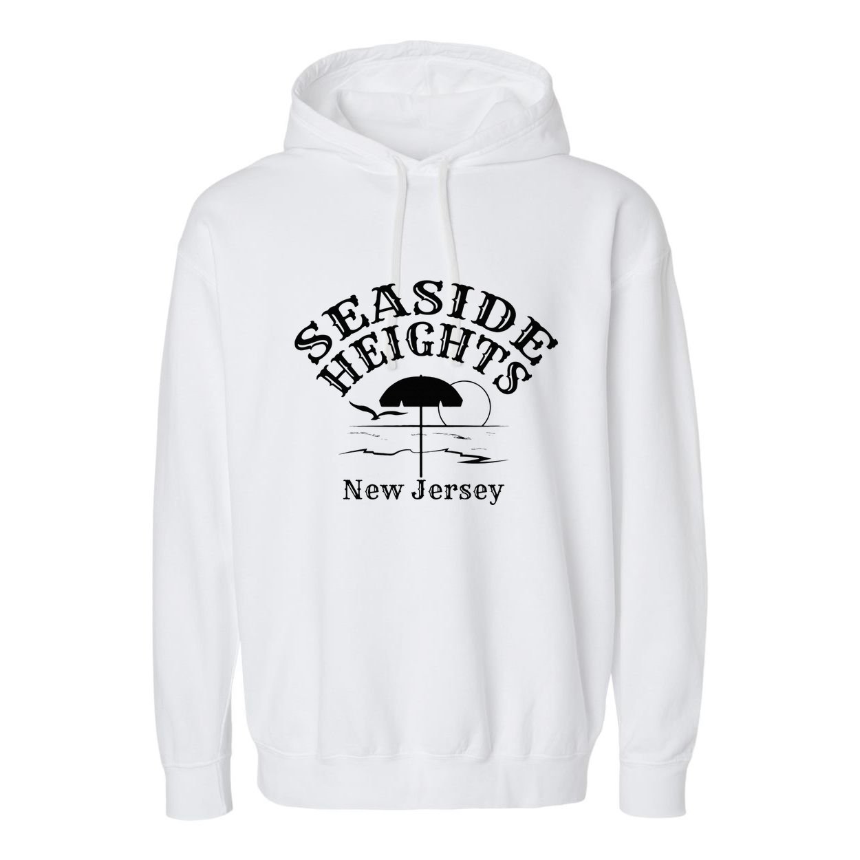 Seaside Heights New Jersey Beach Ocean Shore Boardwalk Town Garment-Dyed Fleece Hoodie