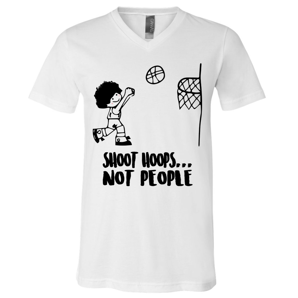SHOOT HOOPS NOT PEOPLE Trending Quote Basketball V-Neck T-Shirt