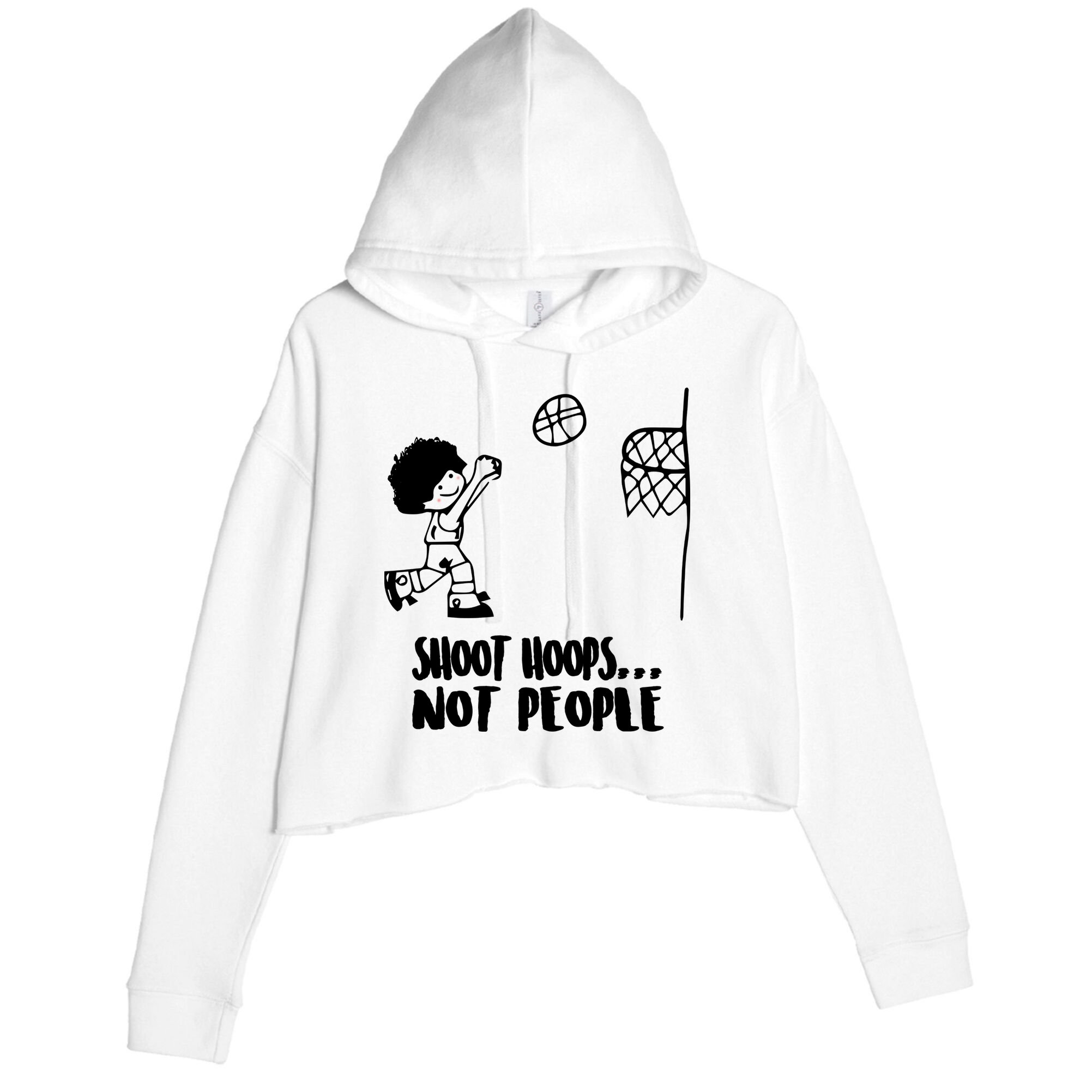 SHOOT HOOPS NOT PEOPLE Trending Quote Basketball Crop Fleece Hoodie