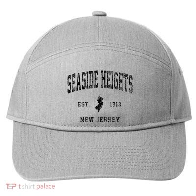 Seaside Heights New Jersey Nj Vintage Athletic Black Sports 7-Panel Snapback Hat