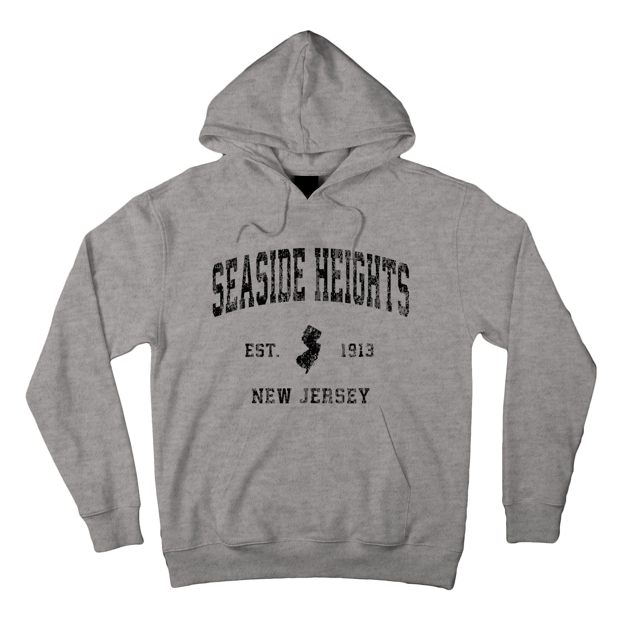 Seaside Heights New Jersey Nj Vintage Athletic Black Sports Tall Hoodie