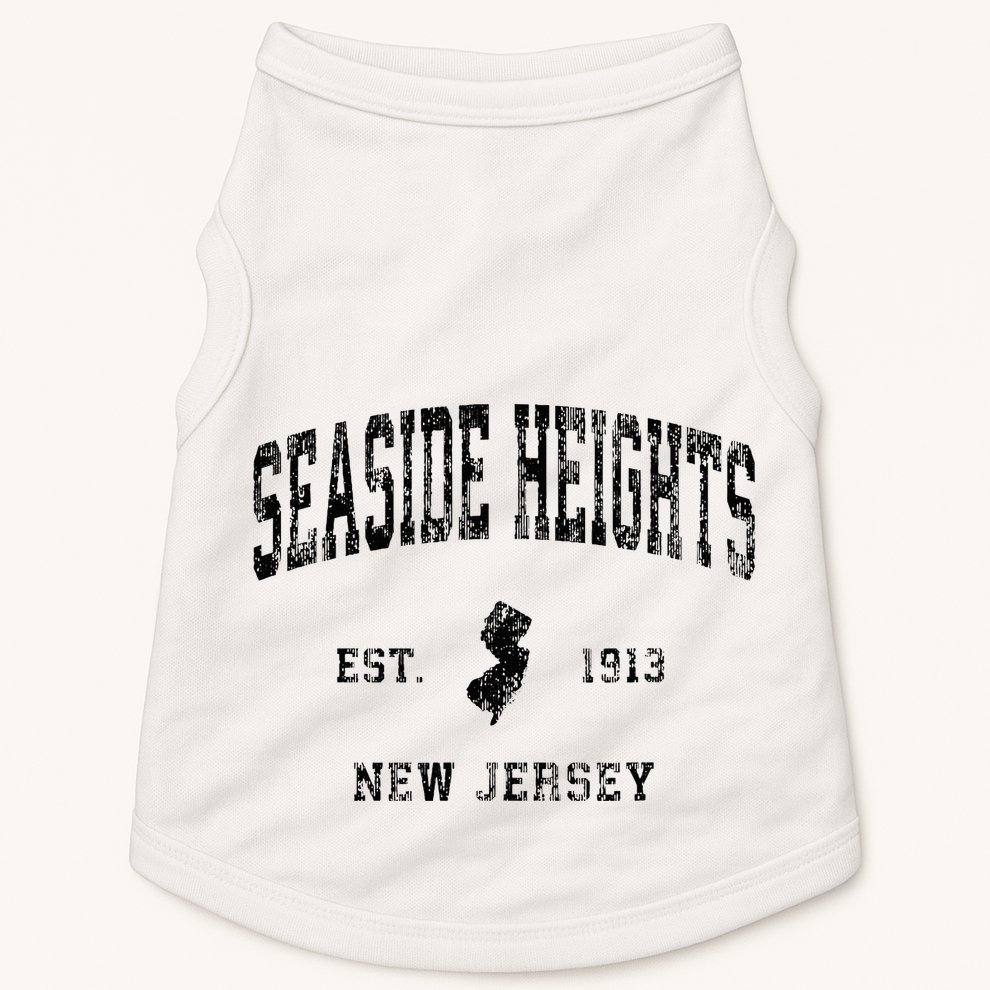 Seaside Heights New Jersey Nj Vintage Athletic Black Sports Doggie Tank