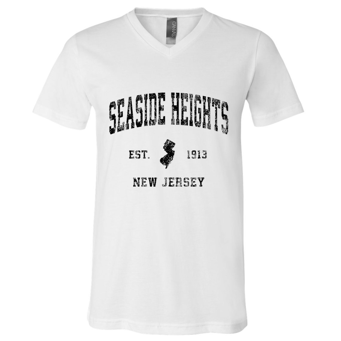 Seaside Heights New Jersey Nj Vintage Athletic Black Sports V-Neck T-Shirt