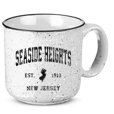 Seaside Heights New Jersey Nj Vintage Athletic Black Sports 15oz Campfire Ceramic Mug