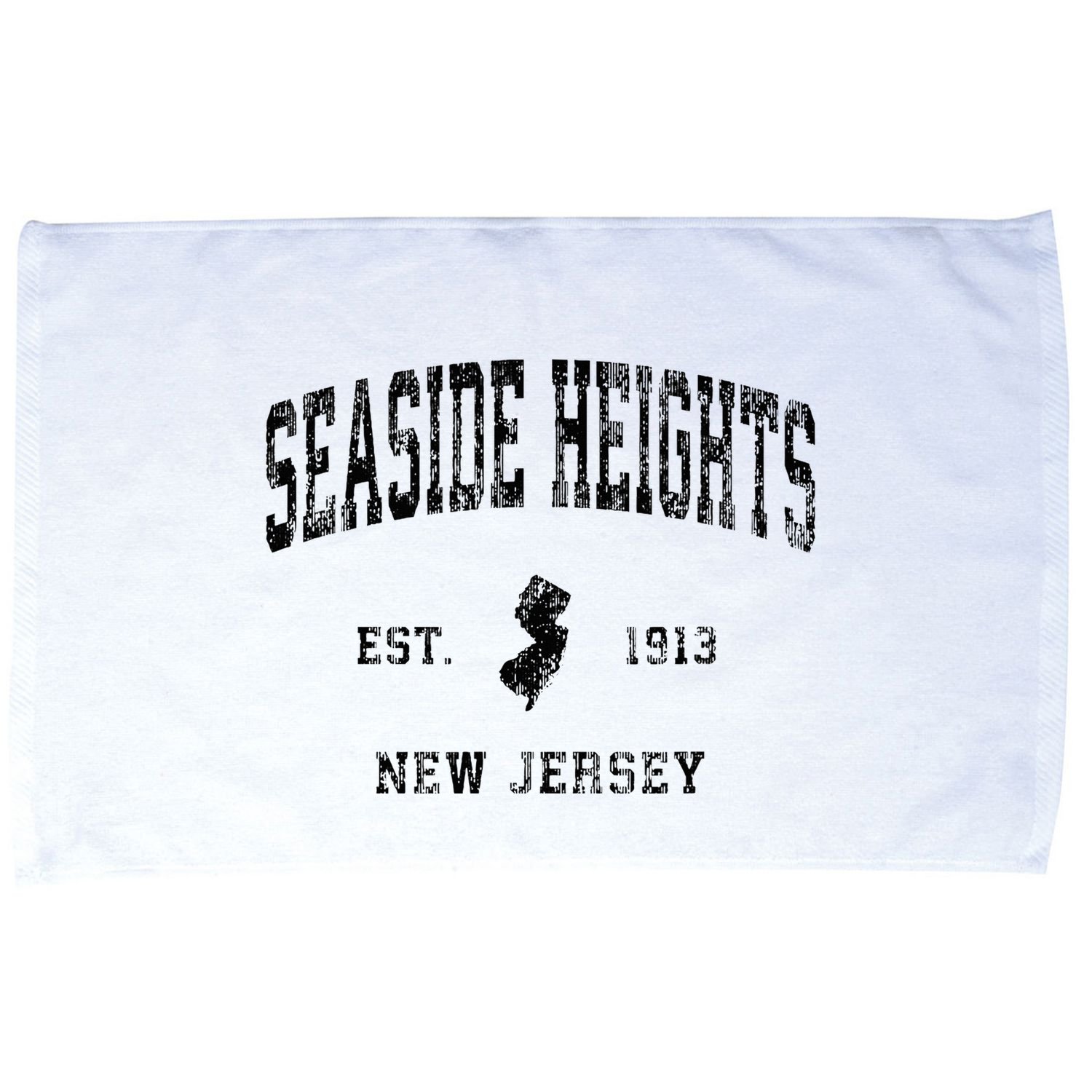 Seaside Heights New Jersey Nj Vintage Athletic Black Sports Microfiber Hand Towel