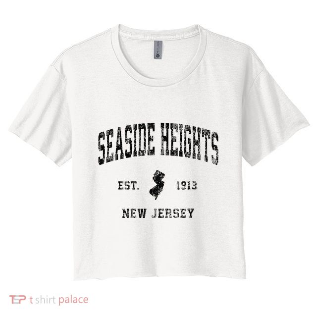 Seaside Heights New Jersey Nj Vintage Athletic Black Sports Crop Top