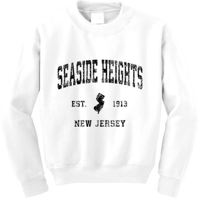 Seaside Heights New Jersey Nj Vintage Athletic Black Sports Kids Sweatshirt