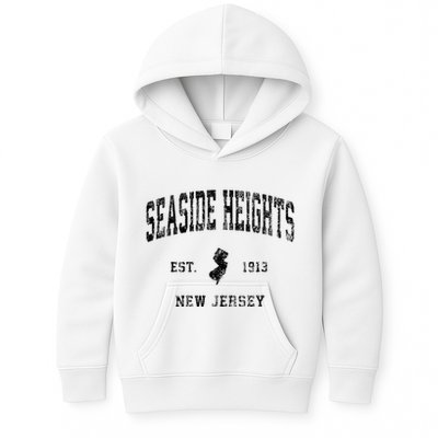 Seaside Heights New Jersey Nj Vintage Athletic Black Sports Kids Hoodie