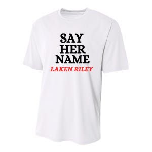 Say Her Name Laken Riley Youth Performance Sprint T-Shirt