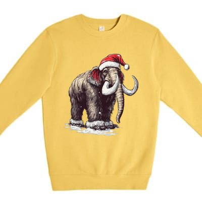 Santa Hat On Christmas Mammoth For Funny Premium Crewneck Sweatshirt