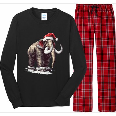 Santa Hat On Christmas Mammoth For Funny Long Sleeve Pajama Set