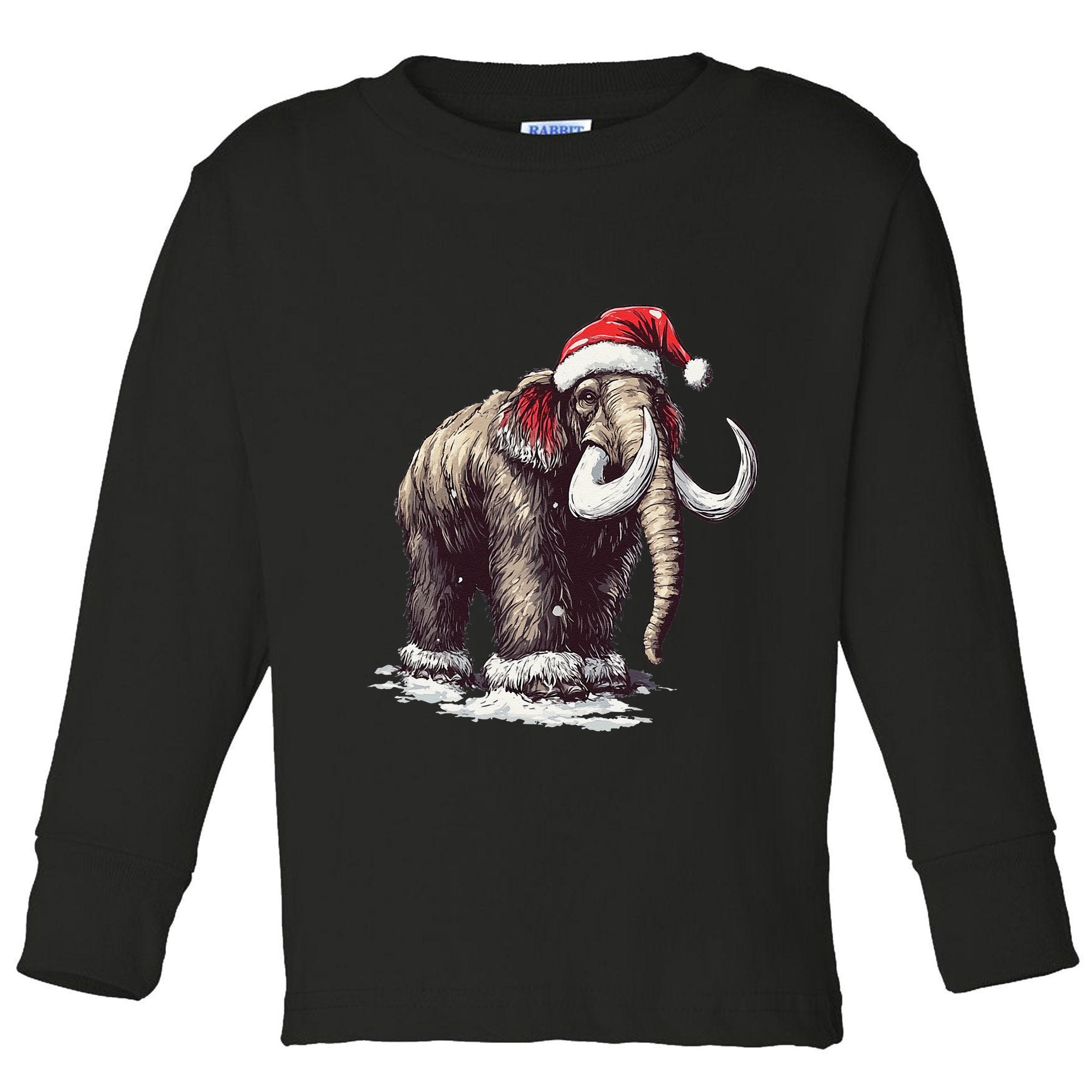 Santa Hat On Christmas Mammoth For Funny Toddler Long Sleeve Shirt