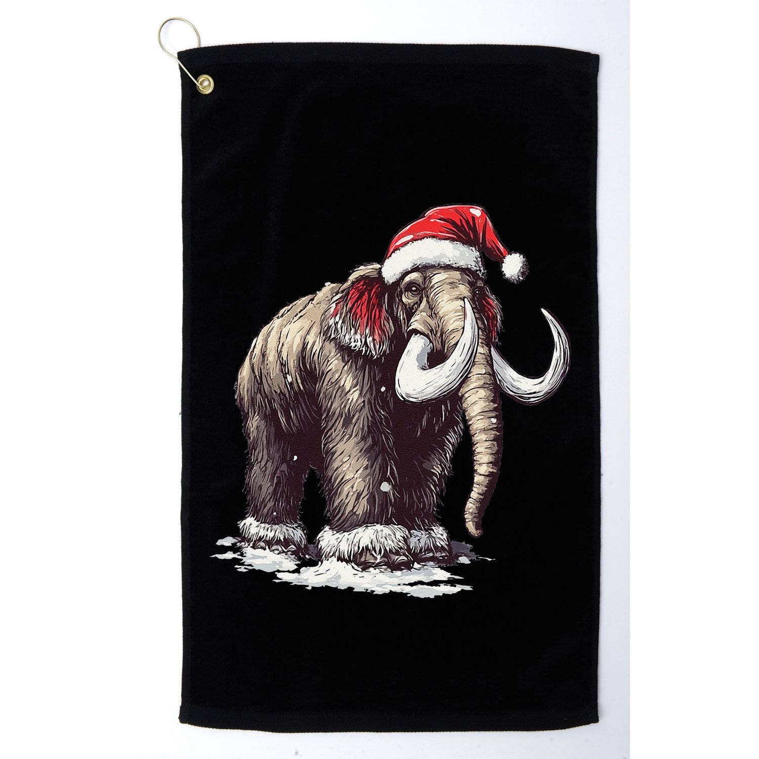 Santa Hat On Christmas Mammoth For Funny Golf Towel