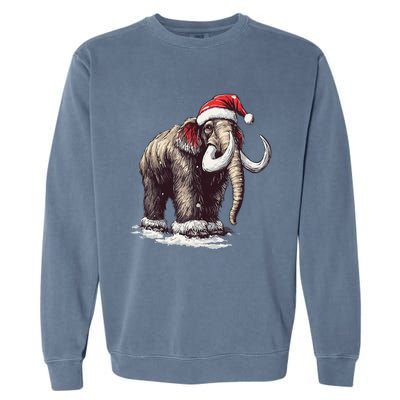 Santa Hat On Christmas Mammoth For Funny Garment-Dyed Sweatshirt