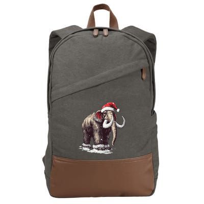 Santa Hat On Christmas Mammoth For Funny Cotton Canvas Backpack