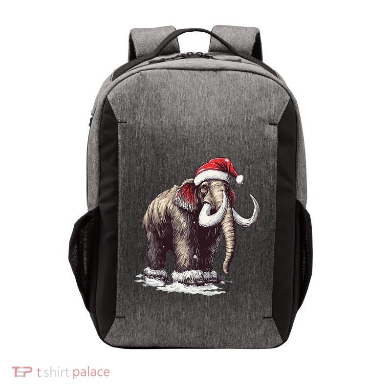 Santa Hat On Christmas Mammoth For Funny Vector Backpack