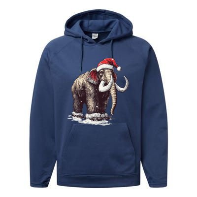 Santa Hat On Christmas Mammoth For Funny Performance Fleece Hoodie