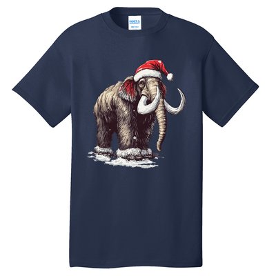 Santa Hat On Christmas Mammoth For Funny Tall T-Shirt