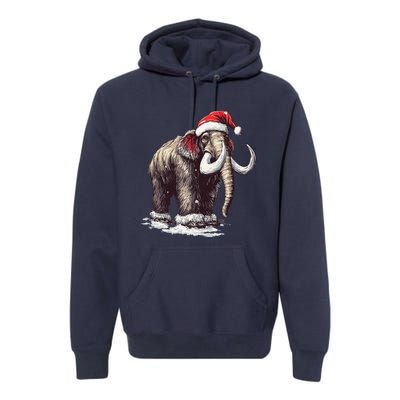 Santa Hat On Christmas Mammoth For Funny Premium Hoodie