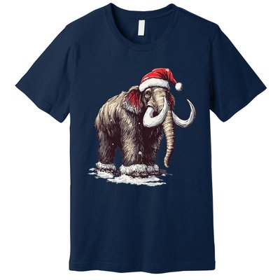 Santa Hat On Christmas Mammoth For Funny Premium T-Shirt