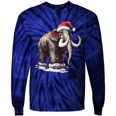 Santa Hat On Christmas Mammoth For Funny Tie-Dye Long Sleeve Shirt