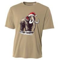 Santa Hat On Christmas Mammoth For Funny Cooling Performance Crew T-Shirt