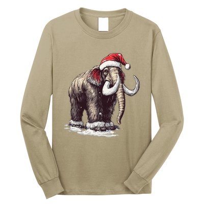 Santa Hat On Christmas Mammoth For Funny Long Sleeve Shirt