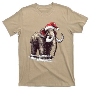 Santa Hat On Christmas Mammoth For Funny T-Shirt