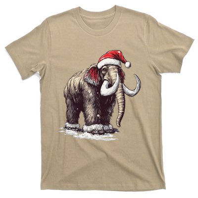 Santa Hat On Christmas Mammoth For Funny T-Shirt