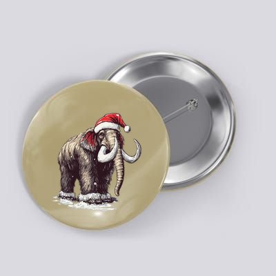 Santa Hat On Christmas Mammoth For Funny Button