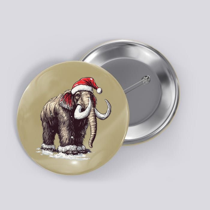 Santa Hat On Christmas Mammoth For Funny Button