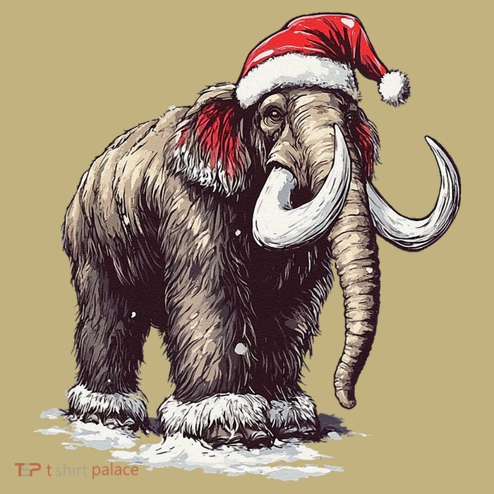 Santa Hat On Christmas Mammoth For Funny Button