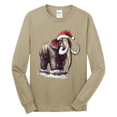 Santa Hat On Christmas Mammoth For Funny Tall Long Sleeve T-Shirt