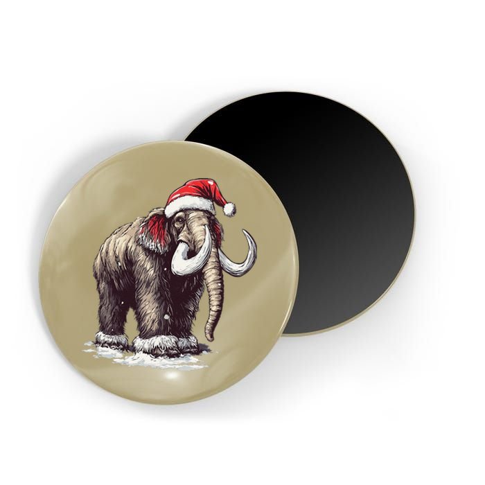 Santa Hat On Christmas Mammoth For Funny Magnet