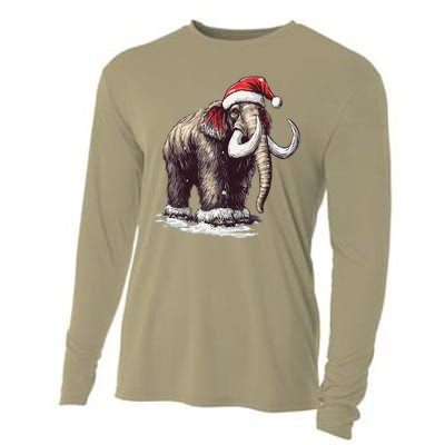 Santa Hat On Christmas Mammoth For Funny Cooling Performance Long Sleeve Crew