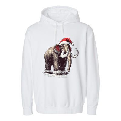 Santa Hat On Christmas Mammoth For Funny Garment-Dyed Fleece Hoodie