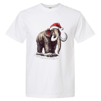 Santa Hat On Christmas Mammoth For Funny Garment-Dyed Heavyweight T-Shirt