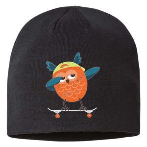 Skateboarding Hoot Owl on Skateboard Gift for Skater Sustainable Beanie