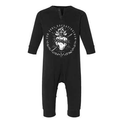 Sacred Heart Of Jesus Catholic Devotion Infant Fleece One Piece